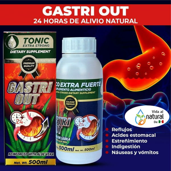 GastriOut Tonico Bebible 500 ml. Gastritis Antinflammatory, Ulceras